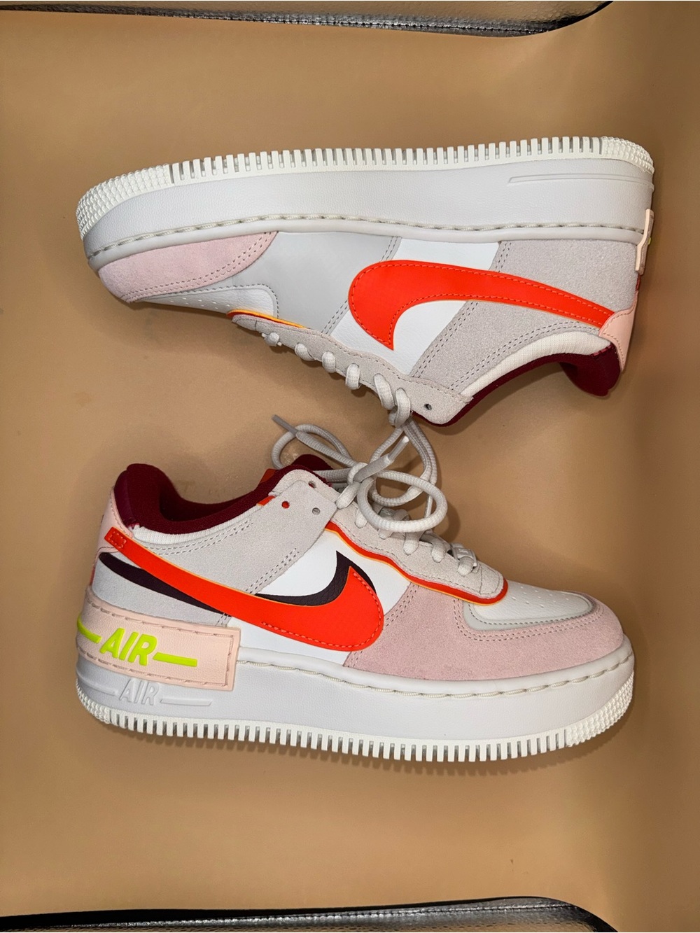 Nike Air Force 1 Shadow White Crimson Tint Bright Mango Sneakers Women 7 /M 5.5 - Picture 5 of 17